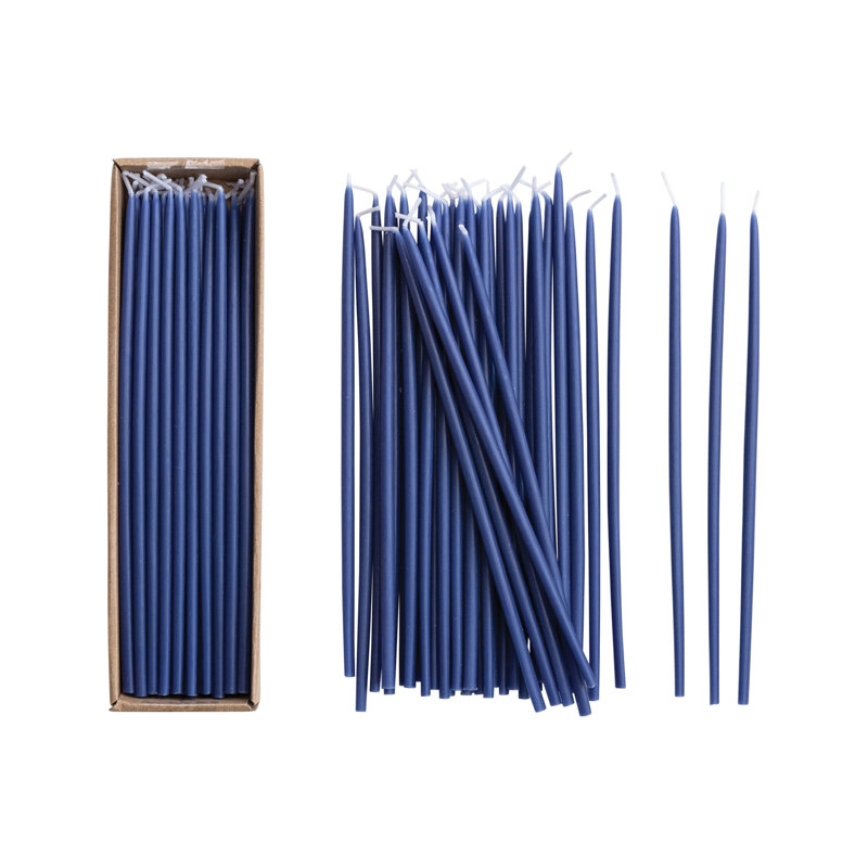 Bougies fines non parfumées en boîte, Marine, 10" L x 0.5" W