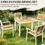 Ensemble de table et chaises de patio 5 pièces avec structure en aluminium imperméable, trou pour parasol de 4 cm, idéal pour bronzer. Plateau à lattes imitation bois et cadres.