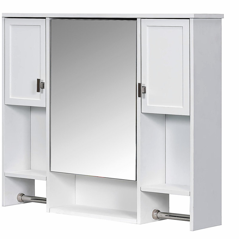 Armoire de salle de bain murale moderne, armoire de salle de bain avec miroir, armoire à pharmacie avec barre à serviettes