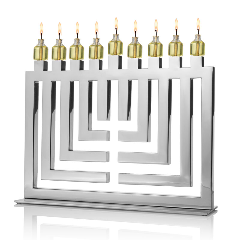 Three Dimensional Suspension Stainless Steel Menorah