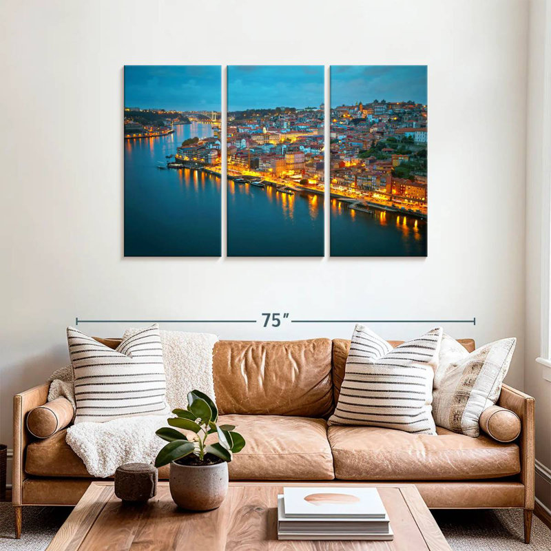 Lumières du port de Porto, H 36 po x l 57 po