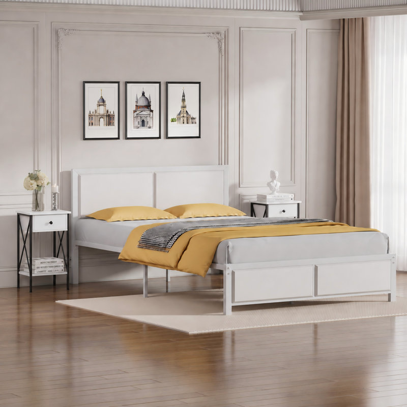 Ensemble de chambre à coucher de 3 pièces Kempst, Double, Blanc