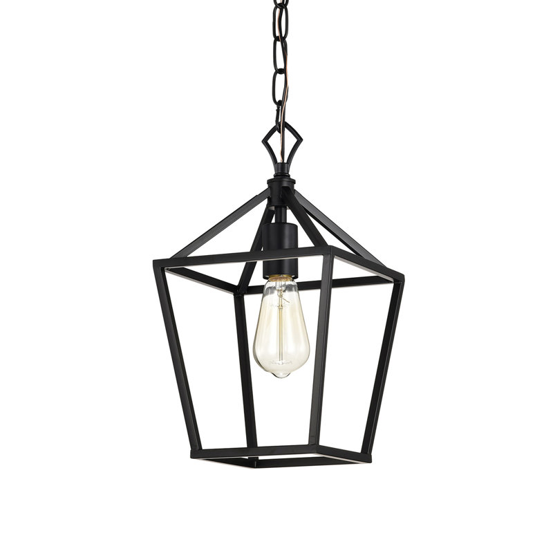 8,5 po Mini luminaire suspendu 1 lumière noir mat avec abat-jour cage en métal