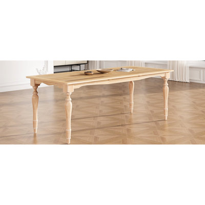 Solid Wood Dining Table In Vintage Style, Extendable, For 8 Guests 82.7inch Extendable With 23.6inch Removable Leaf - Classic Appeal For Space
