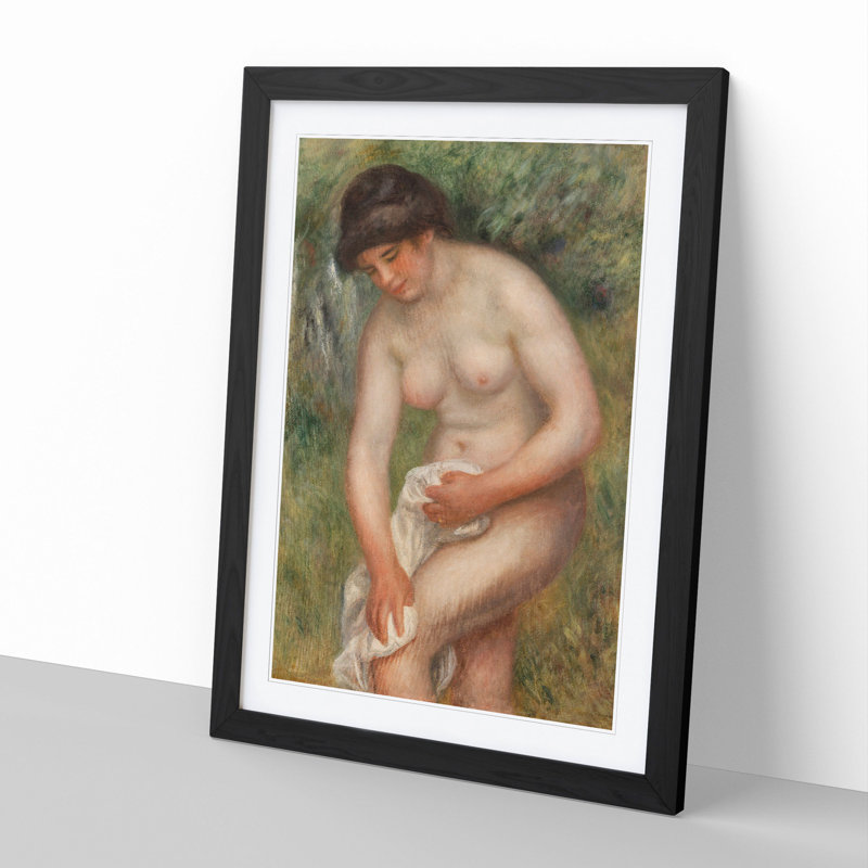 Bather Drying Herself Vol.1 by Pierre-Auguste Renoir - Picture Frame Painting, 90cm H x 65cm W x 2cm D, Black