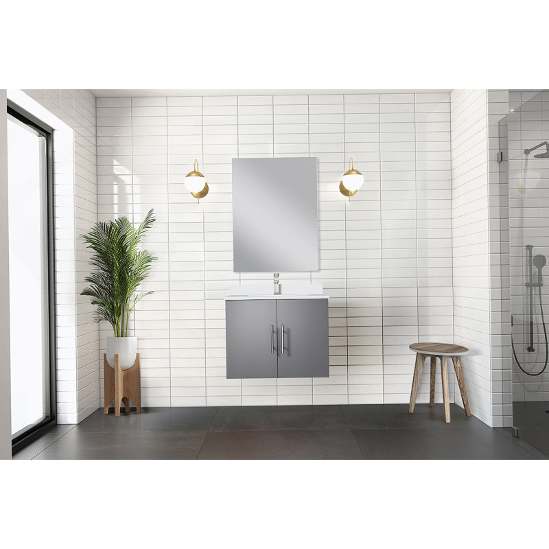 Meuble-lavabo simple 24 po X P 22 po P, comptoir en quartz et Miroir