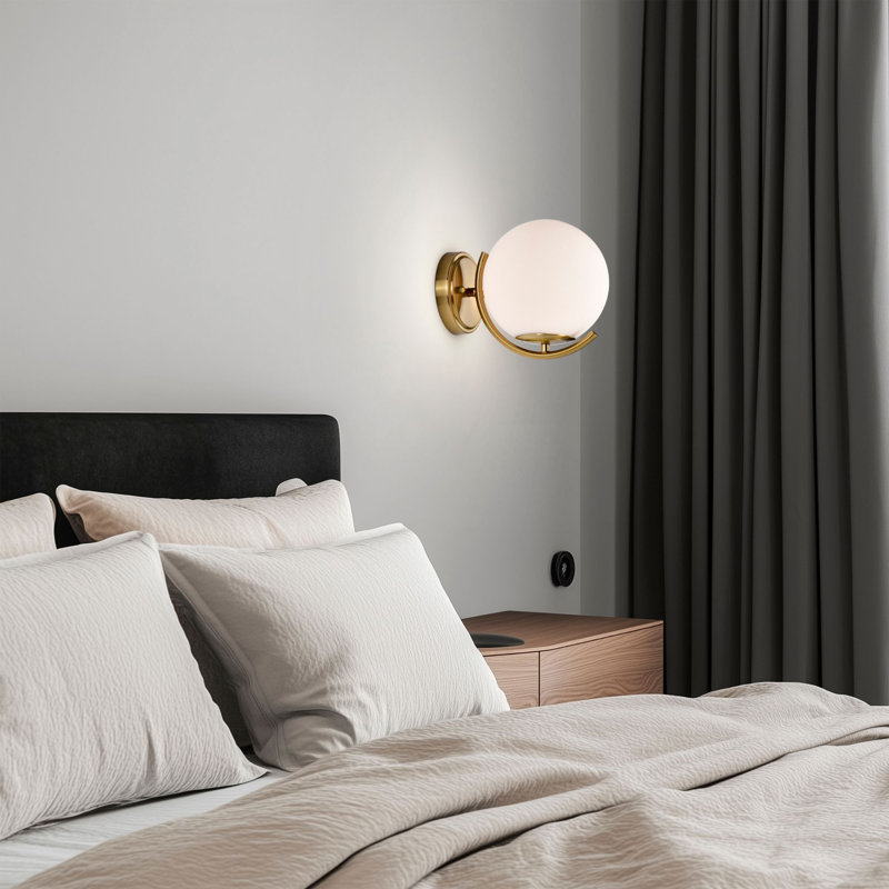 appliques murales pour chambre à coucher globe de verre doré