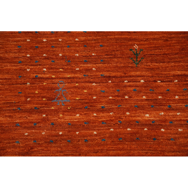 Tapis carré orange en laine orange de style Gabbeh 12 x 12
