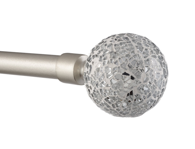 Tringle à rideaux simple réglable en mosaïque en métal 1 po Amelio, 36 po - 72 po, Argent