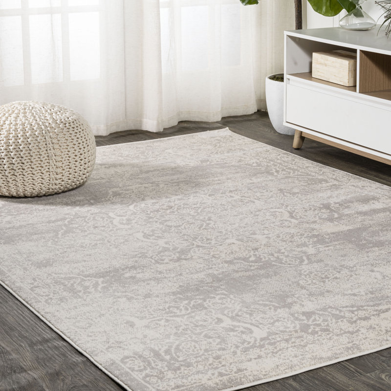 Pruden Ornate Medallion Modern Ivory Rug, Rectangle 3' x 5'