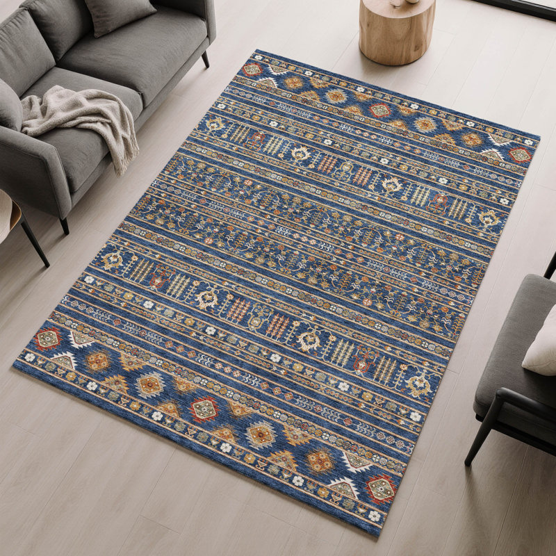 Tapis lavable à la machine de qualité supérieure Mayfield AMF2244, Marine, 9 pi x 12 pi