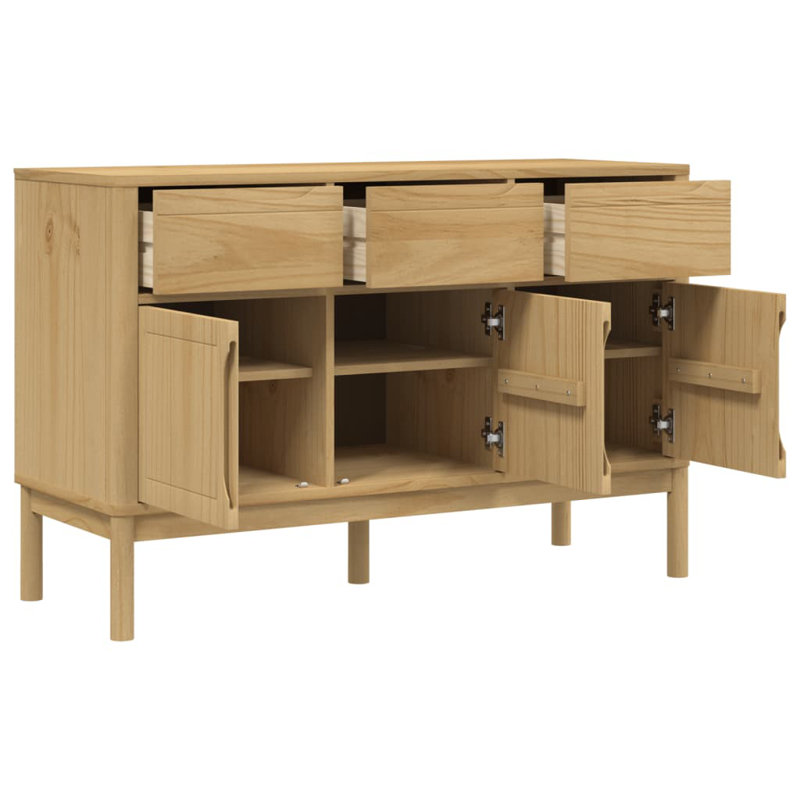 Ebern Designs Sideboard FLORO 44.9"X16.9"X29.1" Solid Wood Pine, Brown