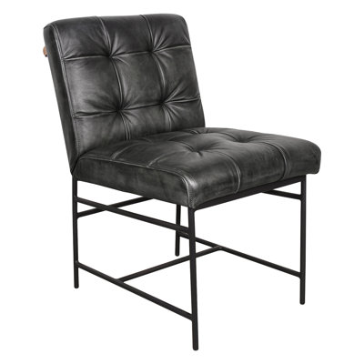 Chaise en cuir noir patiné Brisbane Stockton