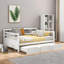 Lit de jour pleine grandeur en bois massif blanc avec lit gigogne simple et multifonctionnel pour les petits espaces, style moderne