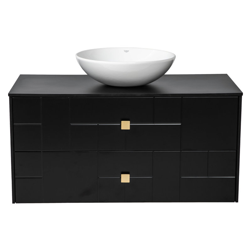 Meuble-lavabo autoportant avec lavabo Spruha-F_Modern, Noir mat