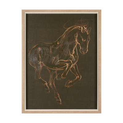 Horse III Olive a Hand Embelished Textured Framed Art Print