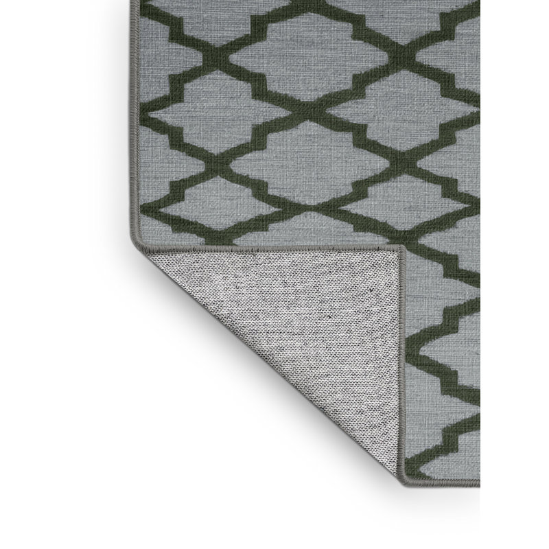 Machine Washable Trellis Grey Area Rug, Round 3'