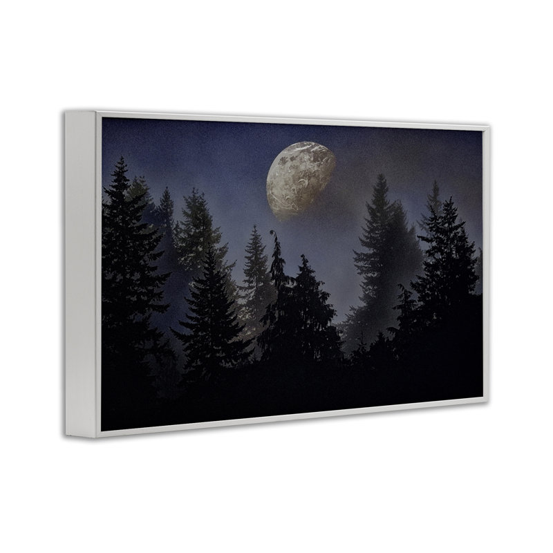 «Love And The Moon», estampe numérique par Sophie 6, H 20 po x l 30 po, Estampe numérique encadrée blanc bord de mer