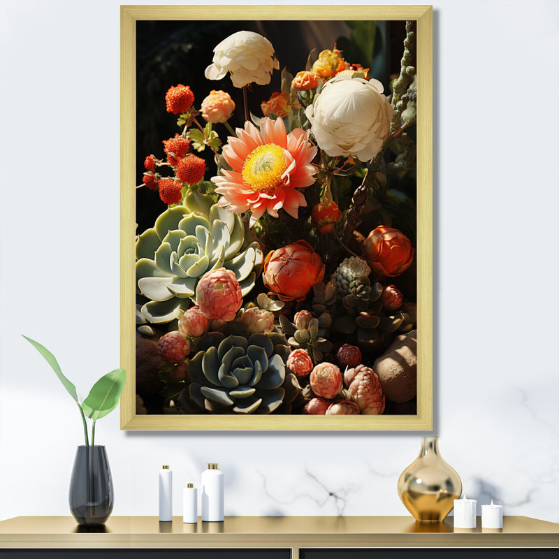 «Zarriyah Desert Cacti Garden I», reproduction sur toile, H 44 po x l 34 po x P 1,5 po, Cadre doré simple