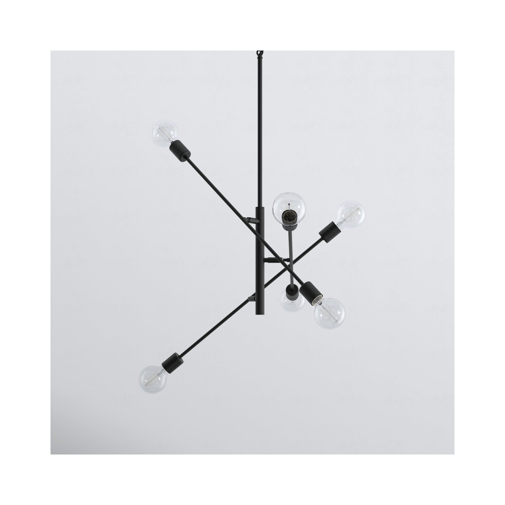 Mardiros 6 - Light Sputnik Modern Linear Chandelier, Matte Black