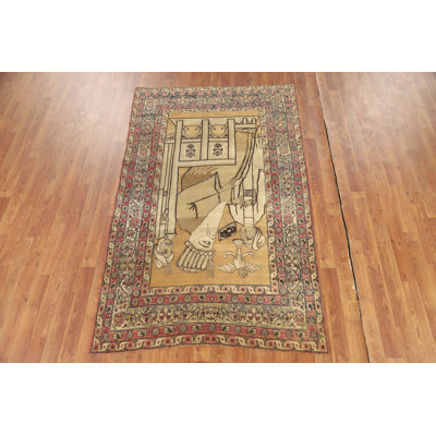 Pre-1900 Antique Vegetable Dye  Traditional Rug 4x7