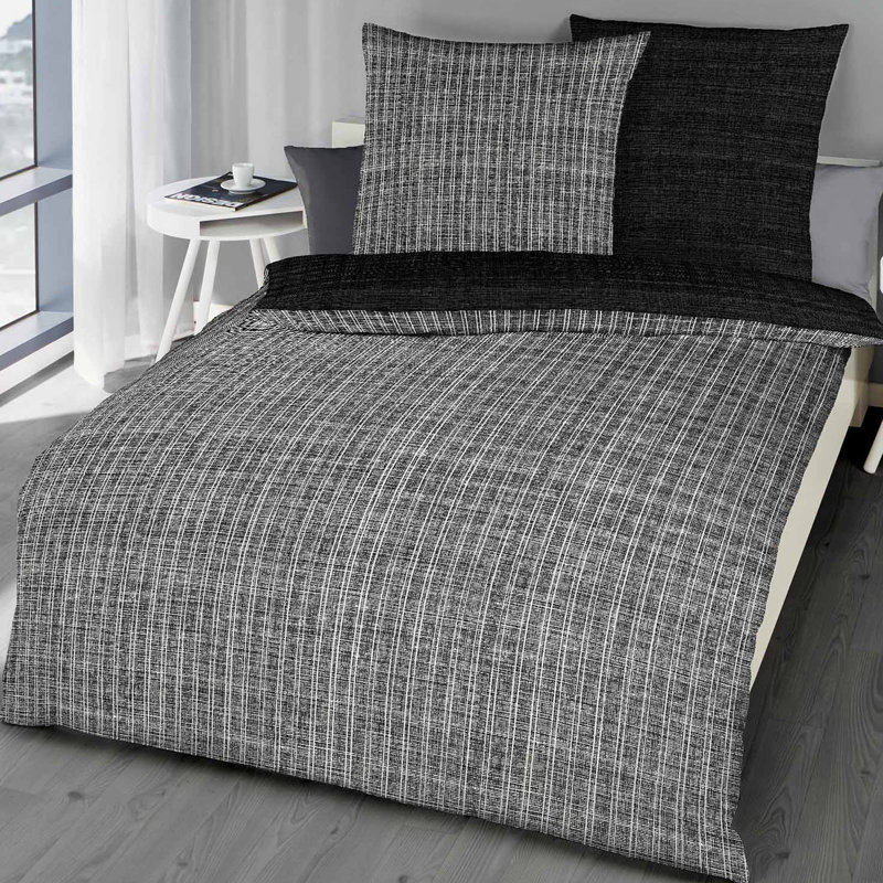 Satin Abstract Duvet Cover Set with Pillowcases, Double - 2 Pillowcases (70 x 80 cm), Slate colours