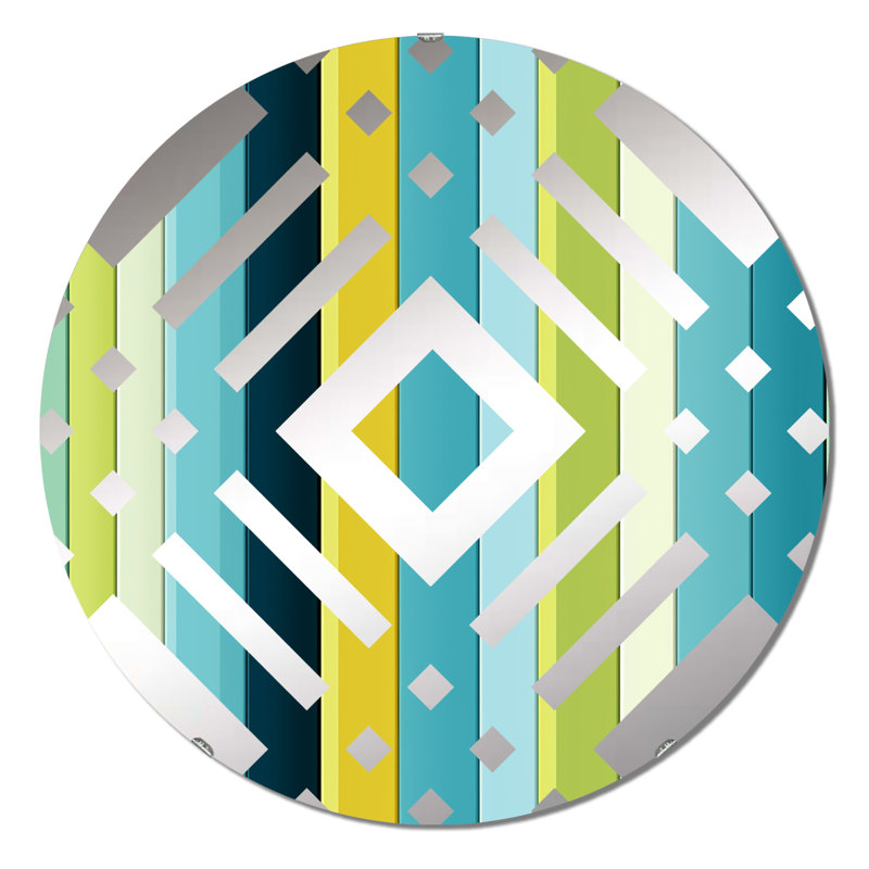 Miroir décoratif à rayures vertes et jaunes Harmony, 23,6 po x 23,6 po