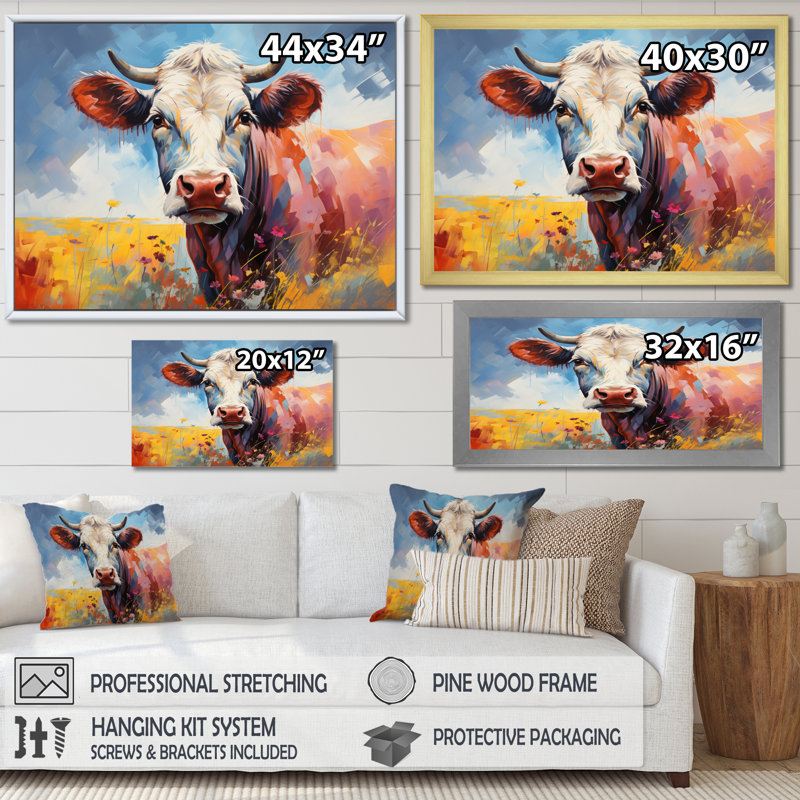 «Cow Countryside Palette II», reproduction sur toile, H 24 po x l 32 po x P 1 po, Cadre photo noir