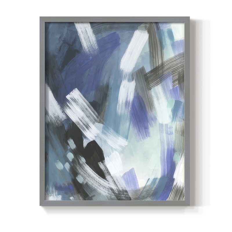 Aquatic Crosshatch II, reproduction encadrée - bois massif, H 15 po x l 12 po, Gris