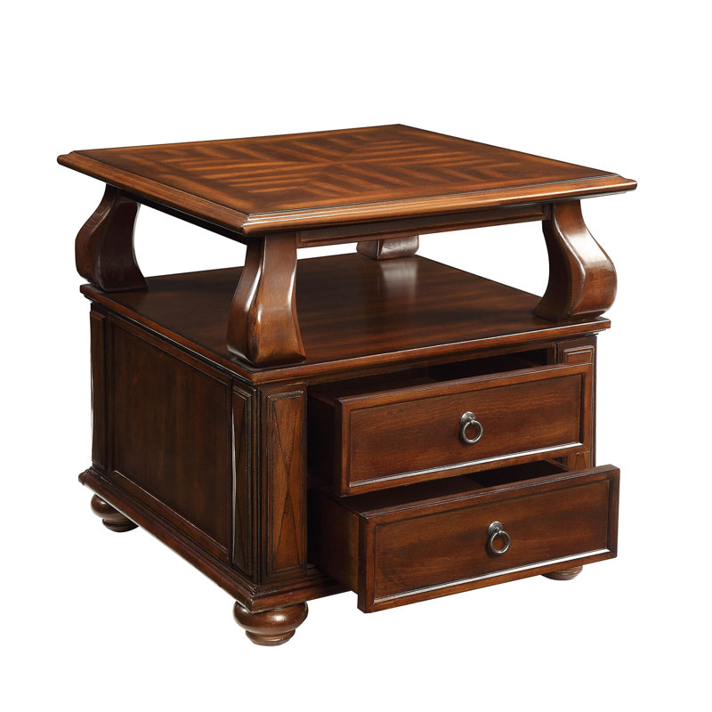 Table de bout transitionnelle en noyer avec espace ouvert - embellissez votre espace