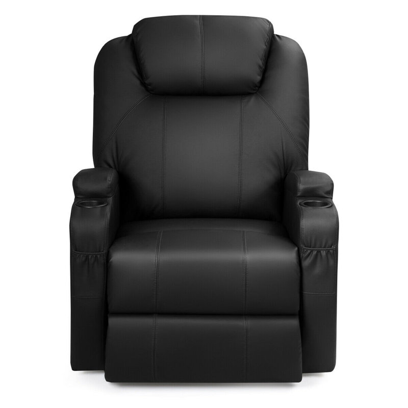 Fauteuil inclinable massant et chauffant, Similicuir noir