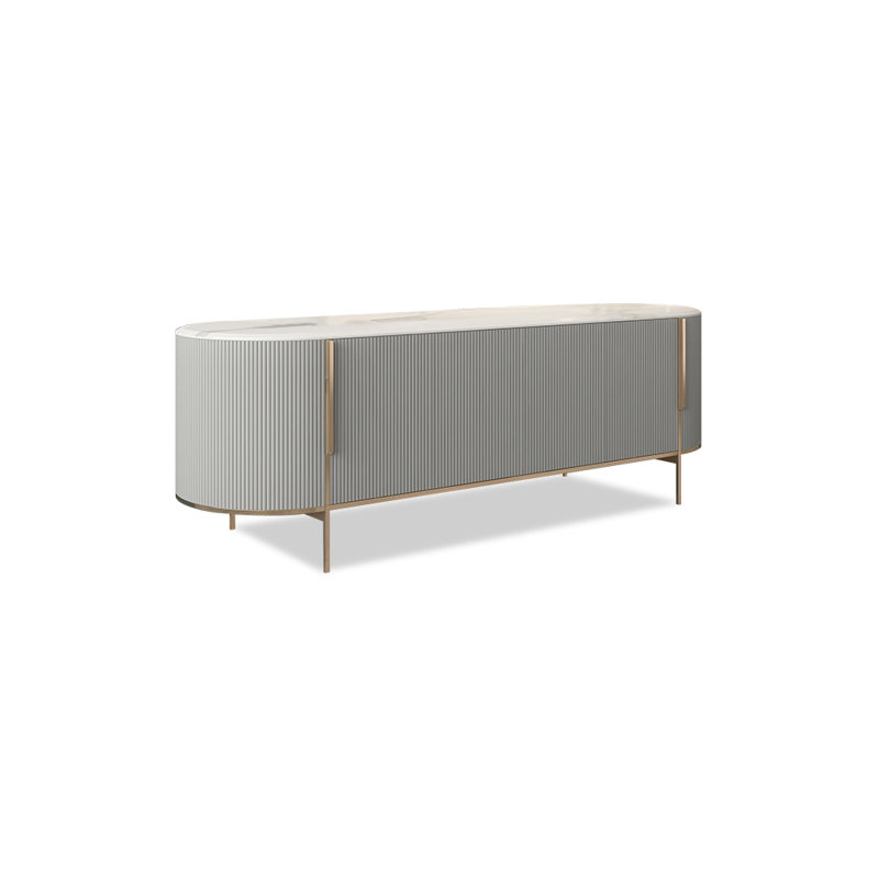Meuble télé luxueux de style italien, Blanc / Gris, 86.61"