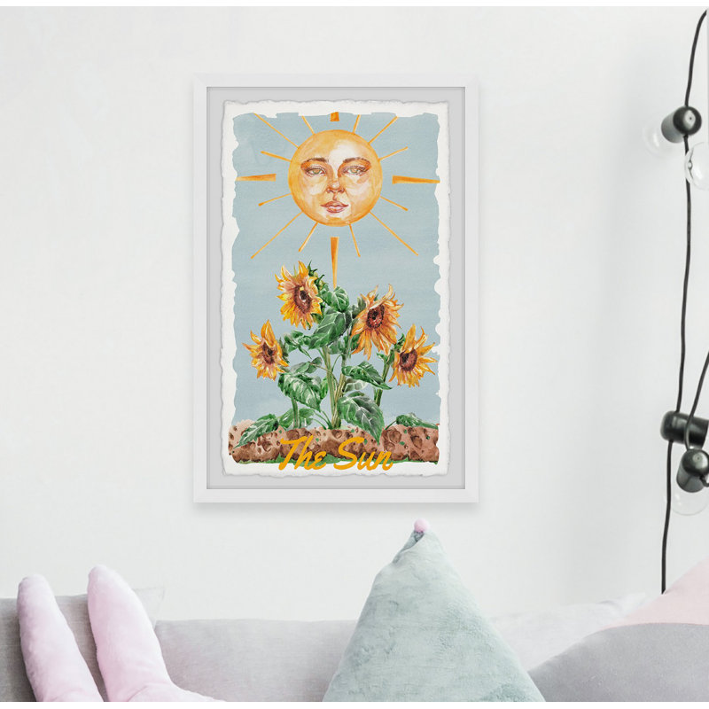 Sun and Sunflowers - Reproduction d'art graphique sur papier encadré, H 36 po x l 24 po x 1,5 po