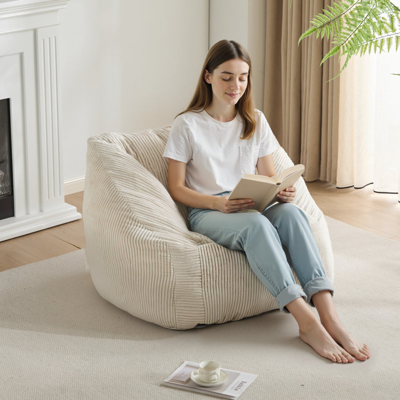 Fauteuil à billes en velours côtelé avec accoudoirs Koda