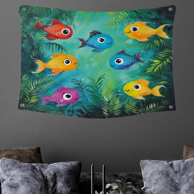 Tapisserie murale poisson - décoration murale marine