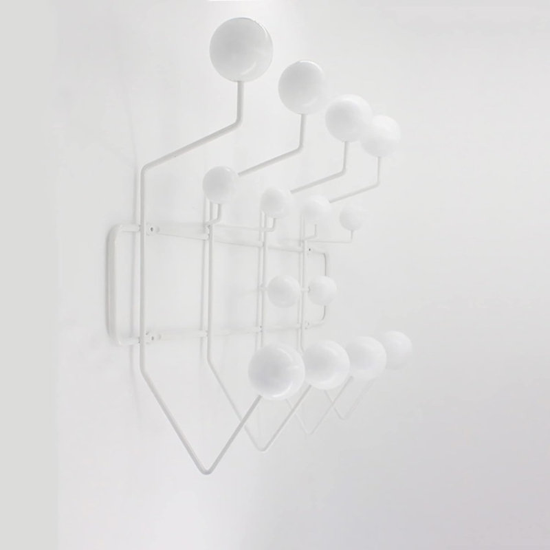 Portemanteau Mid-Century moderne - crochets muraux avec boules en bois massif, cintre décoratif pour la maison, la chambre à coucher, le vestibule