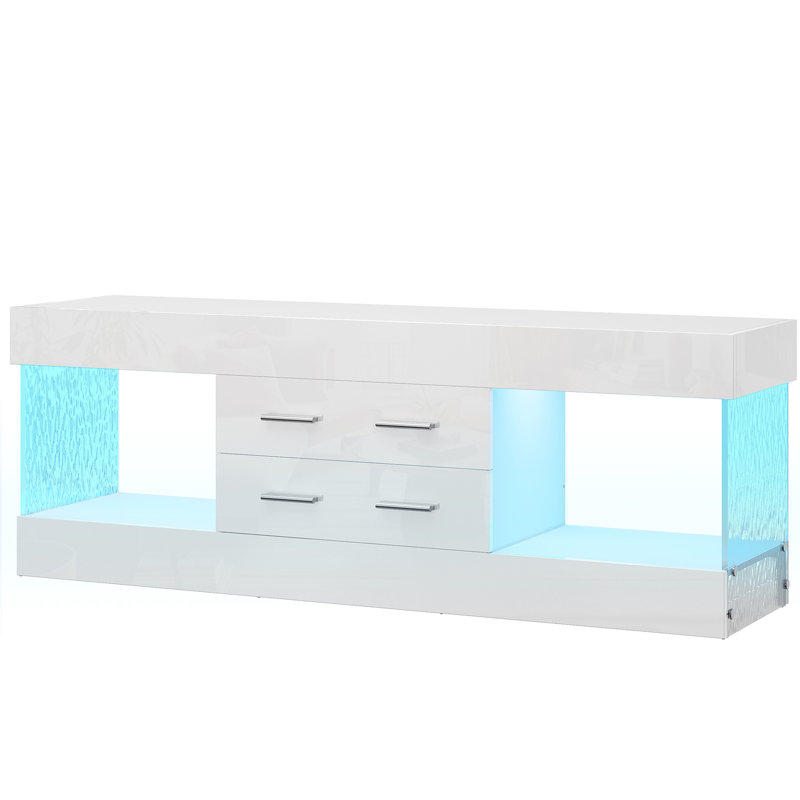Unfinished TV Stand for TVs up to 70", 55.9 cm H x 152.4 cm W x 35.1 cm D, White, 2