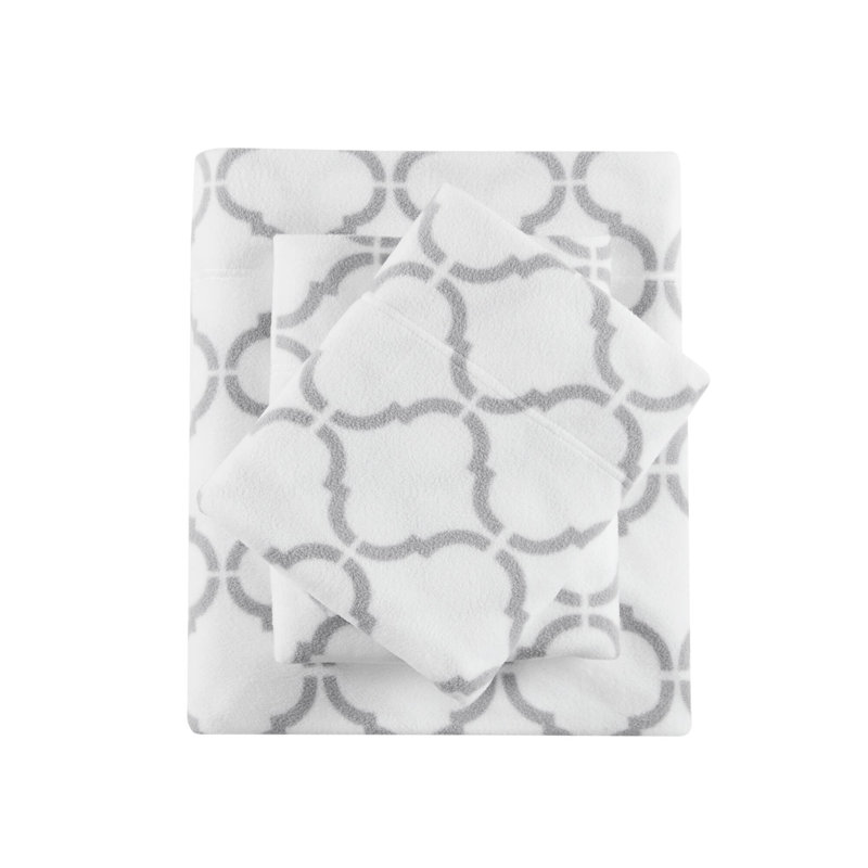 Full Gray Geo Microfiber Flannel Sheet Set