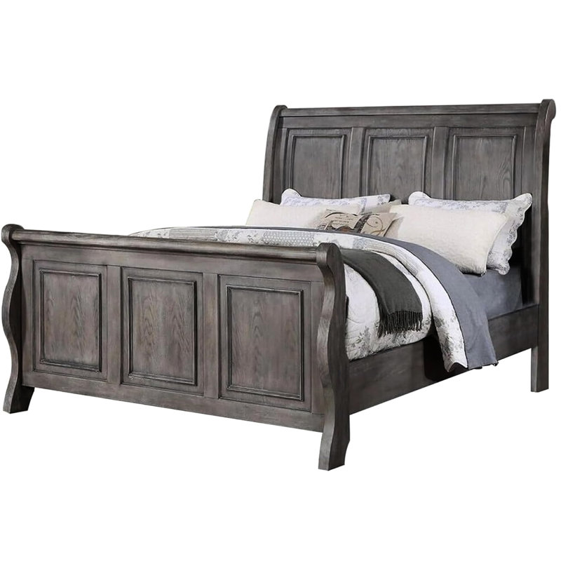 Très grand lit, design gris, mobilier de chambre transitionnel, gris, matériau, Très grand californien