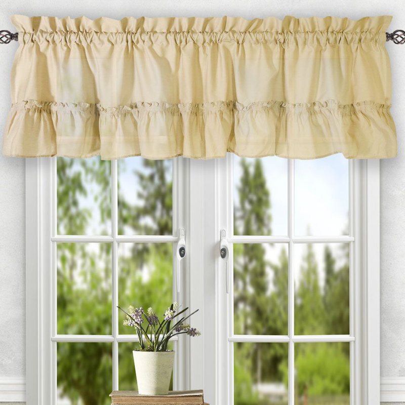 Ellis Ruffled Window Valance, Almond