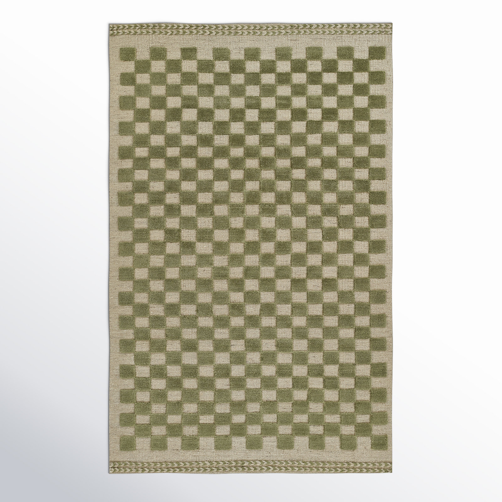 Rafaela Hand-Woven Checkered Wool Rug, Rectangle 10' x 14'
