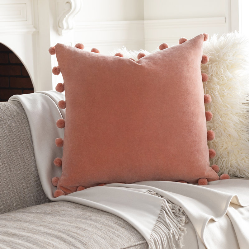 Housse de coussin carré en velours, 18 po x 18 po, Rose