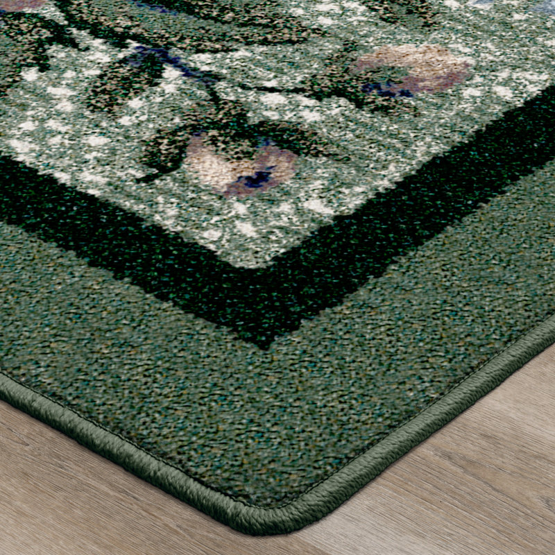 Alminus Innovations Rose Damask Peridot Area Rug, Rectangle 5'4" x 7'8"