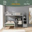 Lit mezzanine simple avec lit autonome, escalier de rangement, bureau, tablettes et tiroirs-1712564543