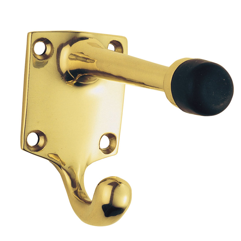 Victorian Brass Wall Wall Hook, Polished Brass