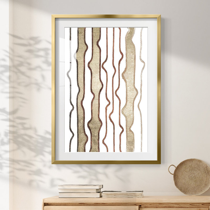 Jagged Flow III -Framed Print, 28.5" H x 20.5" W, Gold