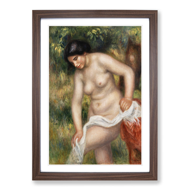 Bather Drying Herself Vol.2 by Pierre-Auguste Renoir - Picture Frame Painting, 65cm H x 48cm W x 2cm D, Walnut