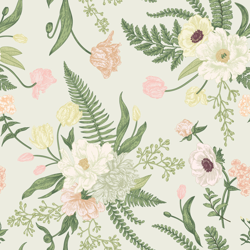 Peel & Stick Floral Tile, 2.08' W x 18.75' L