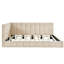 Lit de jour double rembourré en velours beige / - Élégance classique moderne, convient à la maison, avec un cadre de lit à lattes de soutien de style Mid-Century, polyvalent pour le bois et