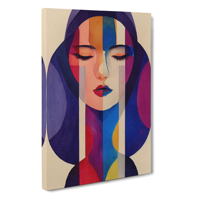 Woman Abstract Watercolour No.2 - Wall Art, 50cm H x 35cm W x 3cm D, Wrapped Canvas